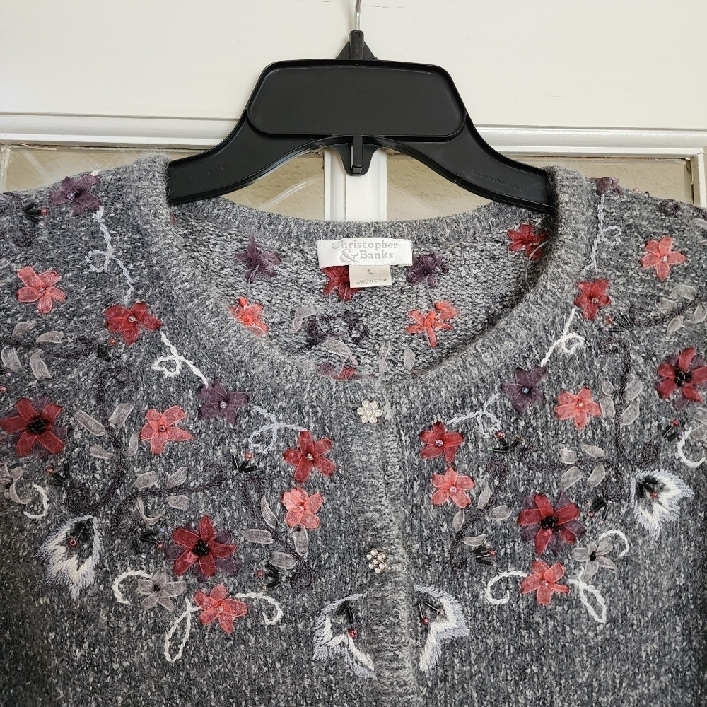 Christopher & Banks Embellished Fairycore Silk Angora Button Down Cardigan Large - Picture 5 of 12